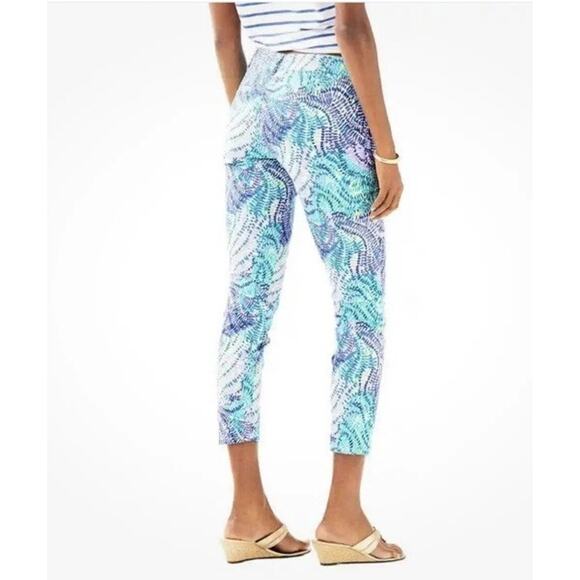 Lilly Pulitzer Shana Stretch Cropped Pants Blue Current Fantasea Size 2 NWT - Picture 1 of 8